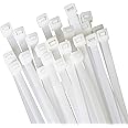 White Cable Ties, (300mm x 3.6mm), [Pack of 100], 12" Tensile Strength 18Kg(40lbs) Nylon Zip Ties, Multi-Purpose Plastic Tie Wraps, Secure Self-Locking Mechanism, for Home, Garden, Office and DIY