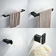 BESy 4-teiliges Badezimmer-Set – Handtuchhalter 61 Cm, Handtuchring, Toilettenpapierhalter, Doppelhaken