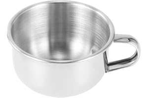 Anself Stainless Steel Shaving Brush Bowl with Handle - Shave Cream Soap Mug for Men's Face Cleaning