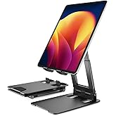 Portable Tablet Stand-Klearlook Adjustable Height/Angle Foldable iPad Stand up to 12.9",Aluminum Phone Tablet Holder Compatib