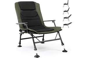 Bonnlo Professional Foldable Fishing Chair, Outdoor Heavy Duty 180° Reclining Camping Chair, Patio Hiking/Beach/Picnic Chairs with 350 LBS Weight Limit (Standard)