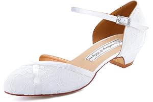 Duosheng & Elegant HC2023 Chaussures Mariée Dentelle Petit Talon Escarpins Bride Cheville Chaussure Mariage Femme