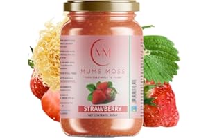 Mums Moss Sea Moss Gel – 550g Seamoss Gel – Wildcrafted Sea Moss from St. Lucia – Strawberry Sea Moss Gel – 92 Out of 102 Essential Minerals – for Smoothies and Food