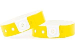 IBOO Set mit 100 Kunststoff-/Vinylarmbändern für Veranstaltungen, individuell anpassbar und wasserdicht (gelb)