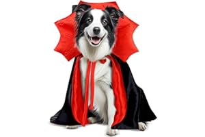 WIZ BBQT Disfraces de Halloween para Perros medianos, Capa de Vampiro de Border Collie de America Bulldog, Talla M, Rojo y Negro (Vampiro, L)