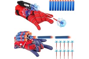 LUFEIS Launcher Glove, 2 Spiderman Glove Launcher Giocattoli,Spara Ragnatele Spiderman,Guanti Spiderman Bambino Giochi,Guanti Cosplay in Plastica per Bambini,Giocattolo Educativo per Bambini