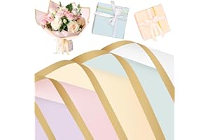 WORIC 25 Sheets Flower Wrapping Paper, 5 Color Bouquet Wrapping Paper Waterproof Flower Wrap Florist Paper for Wedding Birthday Anniversary Valentines Day Party Gift Wrap DIY, 58cm