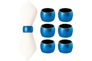 Argon Tableware Metallic Napkin Rings - Blue - 4.5cm - Pack of 6 - Metallic Finish Reusable Dining Table Setting Napkin Buckle Holder for Christmas, Party Celebrations, Restaurant Tableware Decor