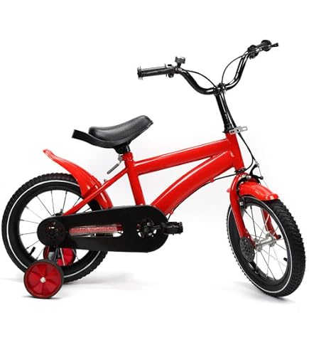 Bicicletta Bambini 14 Pollici Con Ruote Di Supporto | 3-6 Anni | Acciaio Carbonio, Sedile Regolabile