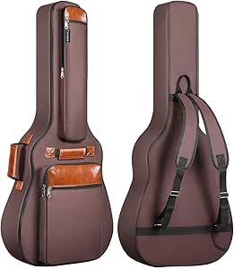 Bag For Acoustic Guitar - Cahaya Guitar Bag 41 Inch Guitar Case Waterproof Oxford Cloth Padded Thick Protective Acoustic Guitar Case With Adjustable Double Shoulder Straps Brown Amazon Co Uk Musical Instruments