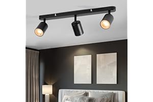 wowatt 3 Way Ceiling Light Bar Matt Black, Modern Ceiling Spotlight GU10 Adjustable, Industrial Spotlight Fitting Indoor Wall Spot Light Metal for Kitchen Bedroom Hallway, GU10 Bulb Not Included
