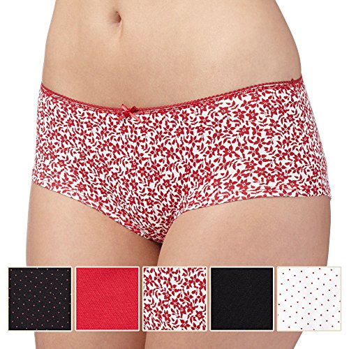 Debenhams Womens Pack Of Five Red Spot And Floral Printed Shorts 16