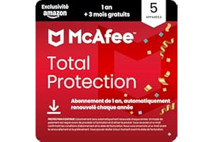 McAfee Total Protection 5 appareils 2025 | 15 mois |VPN sécurisé, logiciel de sécurité avec antivirus, gestionnaire de mots de passe et surveillance de l'identité | Téléchargement
