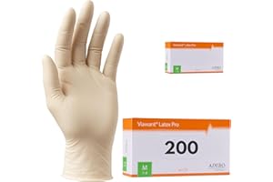 VIAWANT Latexhandschuhe 200 Stück | M | Puderfreie Latex Handschuhe Weiß | Texturiert, reißfest & elastisch | Untersuchungshandschuhe Einweg für Pflege & Kosmetik | Gr. XS, S, M, L, XL