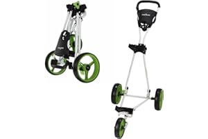 Caddymatic Golf Continental 3 Wheel Folding Golf Push/Pull Cart White/Green