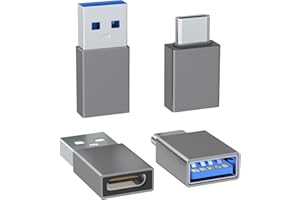 HENRETY 4er-Pack USB-C Adapter - 2 Typ-C auf A-Stecker & 2 USB-C auf Buchse, kompatibel mit Apple Watch, iPhone 16 Pro Max 16Pro 16Plus 16, AirPods - Grau