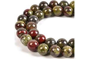 LIFAVOVY Genuine Dragon Blood Jasper Beads Round 4mm Semi Precious Gemstone Beads for Jewelry Making 86pcs 1 Strand 15"