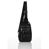 Cross Strap Bag, Chest Bag, Unisex Black Waterproof Vegan Leather Headphone Outlet Cross Strap Waist Shoulder Chest Bag Bod