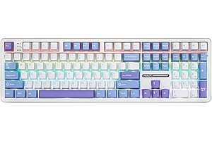 EPOMAKER AULA F108 Tastiera da Gioco Wireless con Batteria da 8000 mAh, Tastiera Meccanica full Size con Layout USA e 108 Tasti Hot-Swap, RGB, per Mac/PC/Android (BiancoViola, Greywood V3)