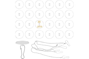ORMROMRA 30 sztuk samoprzylepnych haczyków sufitowych, bez wiercenia, z klipsami na maszt i łańcuchem do zawieszenia, przezroczyste haczyki samoprzylepne, haczyki na ręczniki, bardzo mocne haczyki do montażu