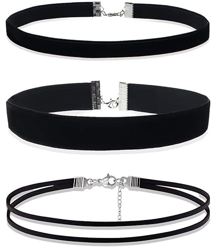 ZXUPOI 21 Pcs Colliers Ras Du Cou Pour Tatouage 90s Collier De Tatouage Pour Fille Et Femme Accessoires Des Années 90 Ras Du Cou Gothique Bracelets Anneaux Noirs Chaîne Ras Du Cou