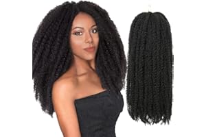 Saisifen Marley Twist Warkocz Przedłużanie Włosów 3 Sztuki/lot Marley Warkocz Włosy Długie Afro Kinky Curly Butterfly Locks Szydełkowe Włosy (45 CM/18 Cali, 1B)