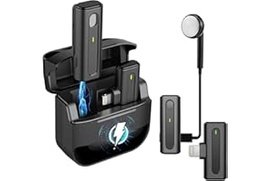 ALLWIN Lavalier Mikrofon, Mini Wireless Noise Cancelling Mikrofon Funk mit Ladetasche, Plug and Play - Ansteckmikrofon für YouTube Facebook TikTok Livestream Vlog Aufnahme, keine App/Bluetooth