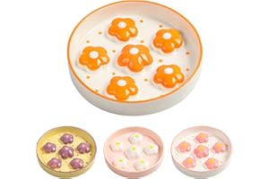 PTOBER Gamelle en céramique pour chat – 170,1 g – Plat de nourriture puzzle pour une alimentation saine – Peu profond et large – Passe au lave-vaisselle – 16 x 3 cm (l x H) – 170 g – Fleur orange vif