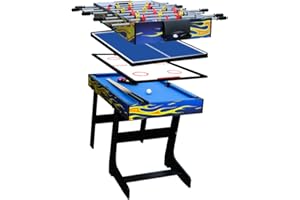 4 in 1 Multi Game Table Set, vocheer Pool Table Tabletop Foosball Table Kids Hockey Table Ping Pong Table Tennis with All Accessory, 48inch(Blue)