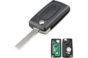 AULESSE Peugeot Coque de Clé Télécommande 2 Boutons 433 MHz PCF7961 Puce, Clé Complète avec Electronique à Programmer pour Peugeot/Ci-tro-en 207 307 308 408 CE0536 Clé à Distance de Voiture