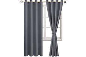 JIUZHEN Blickdicht Vorhänge Gardinen Ösenvorhang für Schlafzimmer Wohnzimmer,Grau Verdunkelungsvorhang,2 Stück,245x132cm(HxB)