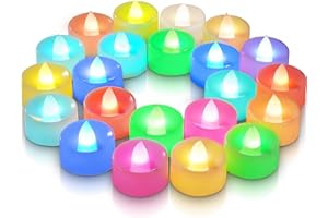 Homemory 24 Pack Colour Changing LED Tea Lights, Flameless Tealight Candles with Rainbow Colors, Battery Operated Colored Fake Candles for Wedding, Party and Christmas