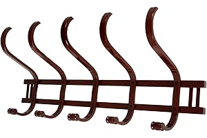 DRW Perchero Pared Madera con Cinco Ganchos Dobles(72x31x21cm),Madera