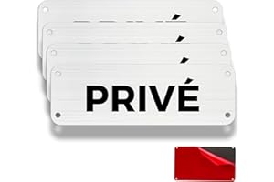 FloraVigo Plaque de porte privée, 4 panneaux de propriété privée, 15×5 cm, aluminium brossé, épaisseur 2 mm, intérieur/extérieur, étanche, avec autocollant (Privé)