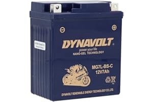 DYNAVOLT - NANO-GEL MG7L-BS-C Motorradbatterie 12V 7Ah 200A. Ersetzt YTX7L-BS. Maße: 113x69x130mm. Wartungsfreie Motorradbatterien mit Nano-Gel-Technologie. Ideal für Rennmotorräder