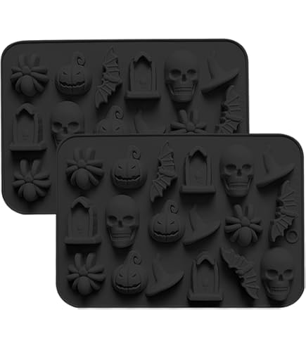 2 stks Halloween Siliconen Bakvormen, Halloween Heks Ghost Siliconen Chocoladevorm, Halloween Cake Koekjes Vorm, voor Keuken DIY Fondant Snoep Schimmel Ijsbakje Taart Decor
