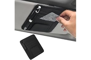 AZONELIFE Universal Auto Sonnenblende Veranstalter, PU-Leder Sonnenblende Aufbewahrungsclip Tasche, Multifunktions Karten Clip Brillen Halterung für Die Speicherung Sonnenbrille Stift Visitenkarte, Schwarz