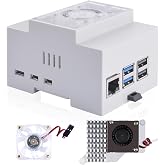 GeeekPi Raspberry Pi 5 Case, DIN Rail ABS Case with Active Cooling Fan for Raspberry Pi 5, Modular Box for Electrical Panels