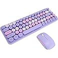 Sorandy Modern Wireless Keyboard Optical Mouse Combo, Colorful Cute Silent Ergonomic Slim and Compact Wireless Keyboard 2.4G with Numeric Pad for Laptop Computer Compatible with (Purple Color)