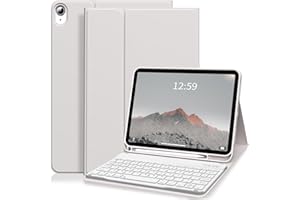ZKTUYU for iPad 11th/10th Generation Case with Keyboard 11 inch/10.9 inch 2025 A16 2022 with Pencil Holder, Magnetic Detachable Wireless Bluetooth Folio Stand Rechargeable Keyboard Cover, Gray