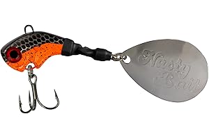 ‎NASTY BAIT Jig Spinner 16g/ Raubfischköder/extra großes, poliertes Spinnerblatt/aktive Modelle/Mustad Karbonstahl Haken/Länge 7,5cm für Barsch, Hecht, Rapfen, Zander und Wels