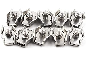 SEERAPHEE Acero inoxidable dúplex de 2 postes Wire Rope Clip Cable Clamp, M6 10 piezas