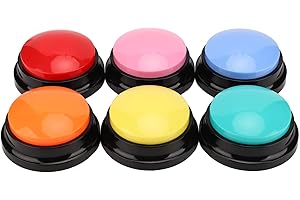 PUSOKEI 6pcs Bouton d'enregistrement vocal, Boutons pour chien pour la communication, Buzzer de dressage d'animaux domestiques, Enregistrement et lecture de 30 secondes, pour dressage d'animaux domestiques