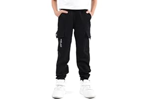 SERENYOU Jungen Cargohose Kinder Freizeithose Cargo Jogginghose mit Elastischem Bund