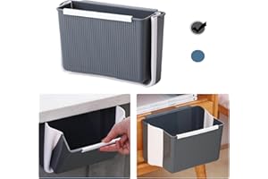 Silars Cubo Basura Plegable Camping, Papelera Cocina Cubo Basura Extraible para Cocina, Baño, Dormitorio, Asiento de Automóvil - Calibre Grande, Plegable, Diseño Colgante (Gris)