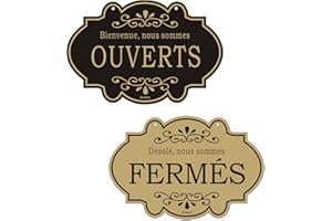 Andchi Lot de 2 panneaux Plaque de porte Ouvert/Fermé Plaque de magasin réversible à deux côtés avec ruban à suspendre pour magasin, café, bar 20x30cm