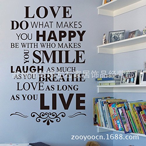 Rainbow Fox Liebe Tun Sie, was Sie glücklich macht Be With Who Makes You Smile, wie Sie Atem so lange wie Sie Easy Love Übernehmen Wandaufkleber Wandtattoo Wandsticker für Home Decor 86 * 56cm/Love/House Rule Schwarz Liebe - 6