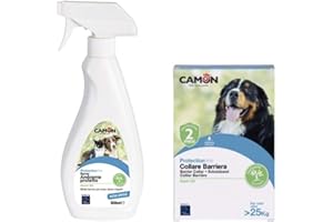 Camon Collare barriera all'olio di neem 75 cm per cani & spray ambiente barriera Olio di Neem 500 ml
