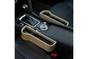 SMAWORLD 2Pcs Multifunctional Car Seat ?Organizer, Car Seat Gap Storage Box (Left and Right), Car Seat Gap Catcher Filler Storage Box Pocket Organizer Holder (Beige)