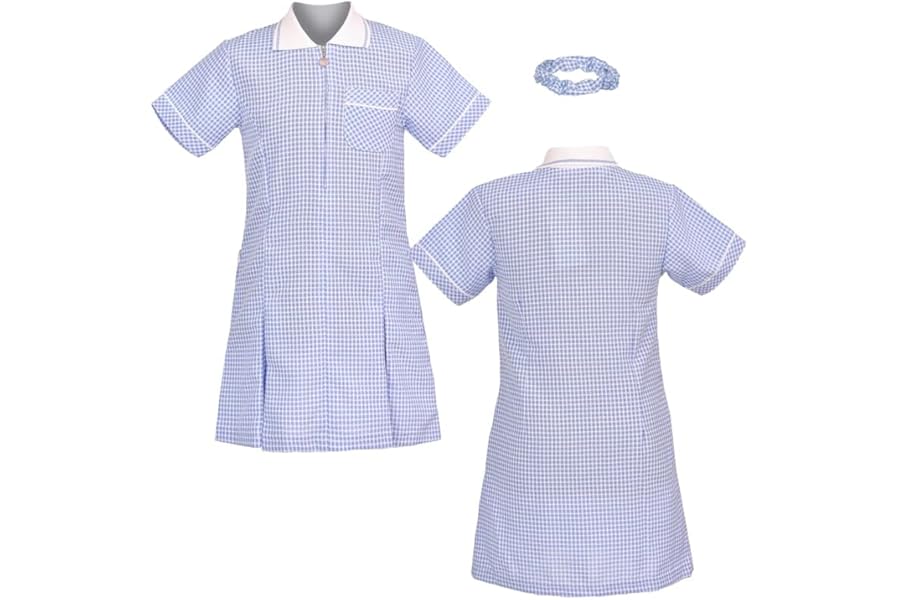 Girl's School Uniform Pleated Gingham Summer Dress + Hair Bobble | Perfect for School Pinafore Summer Dress Idle for School Uniforms & Special Occasions